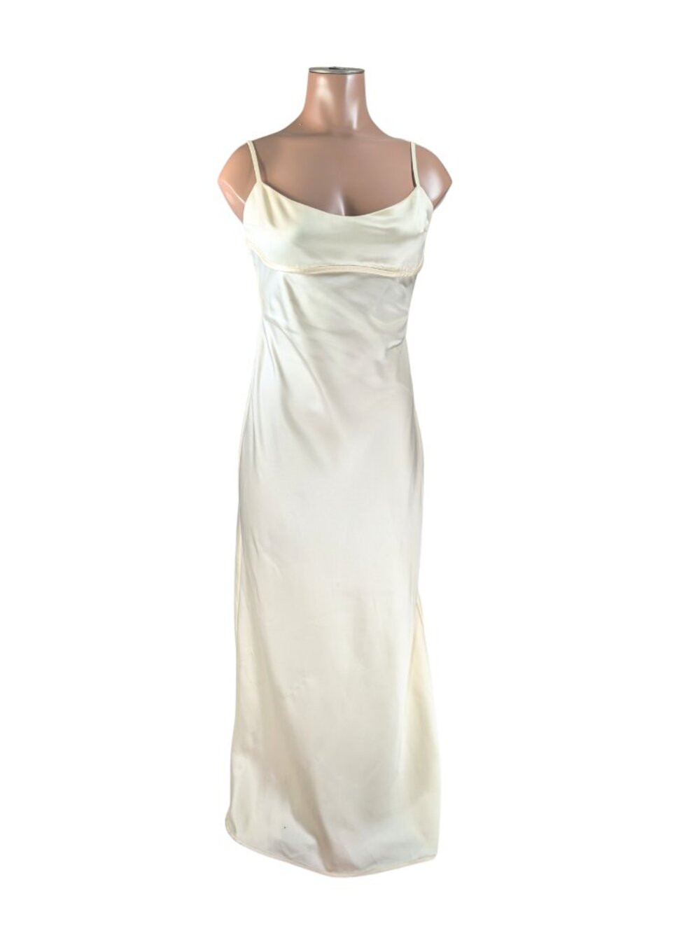 Jason Wu Small Ivory Satin Drapey Spaghetti Strap Maxi Dress Formal Gown READ